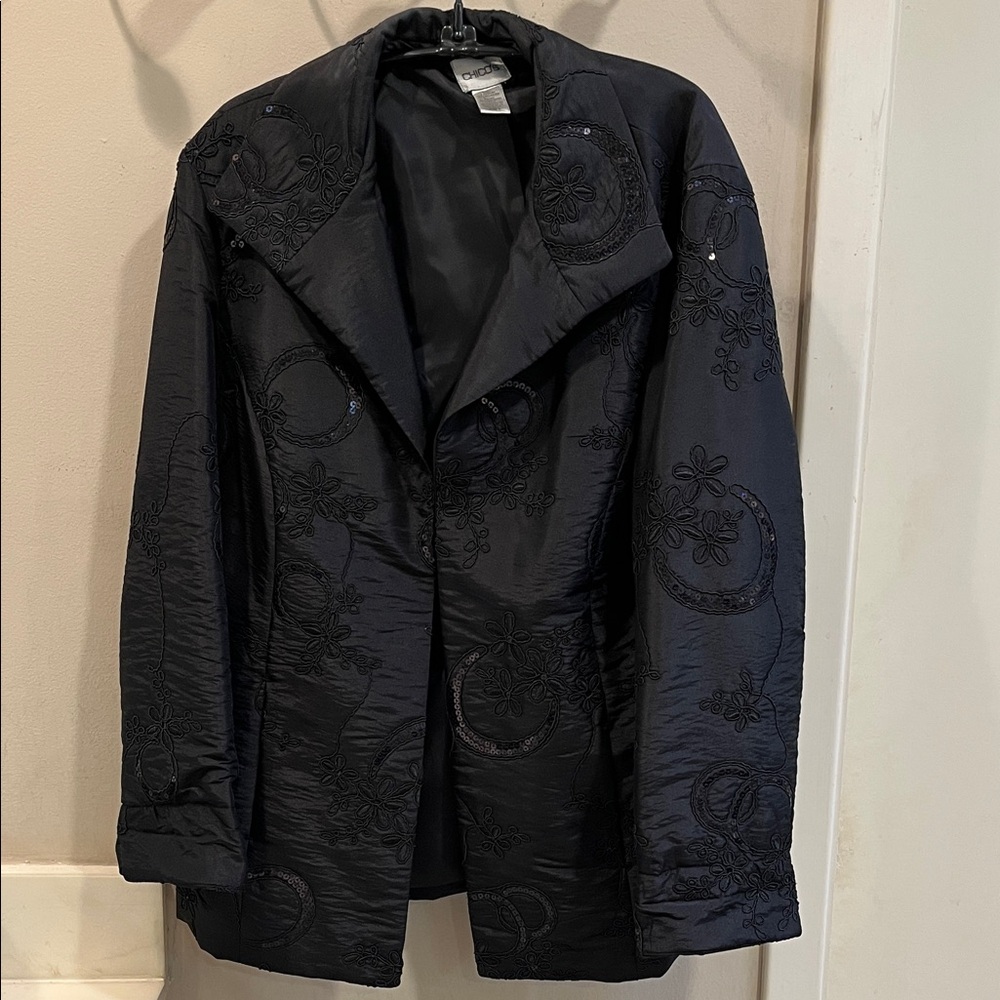 Chico's Charcoal Embroidered Jacket